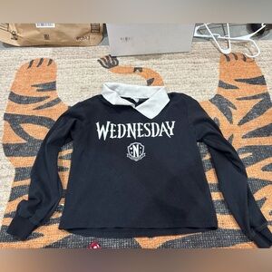 Zara Black Long Sleeve Tee with White Collar